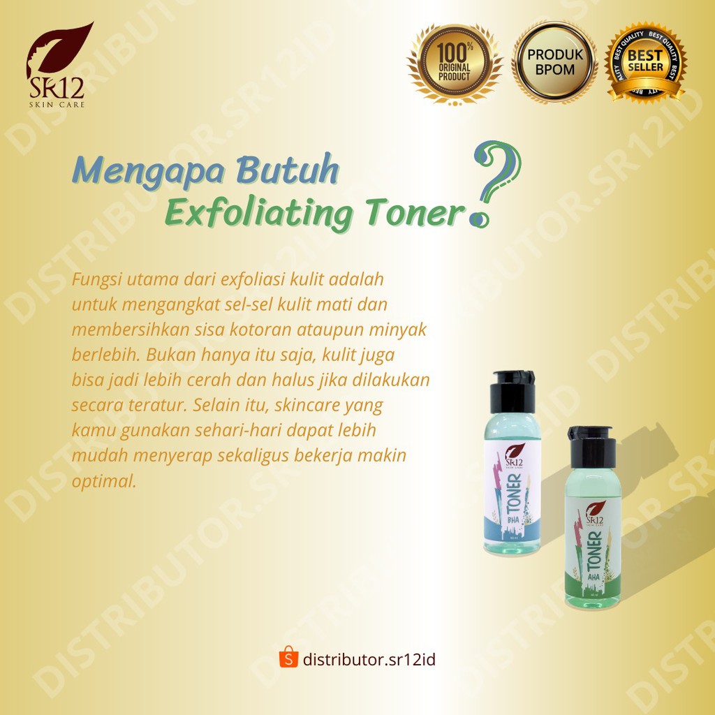 Toner BHA SR12 Expoliating Toner Perawatan Wajah Kulit Berminyak Jerawat Batu dan Beruntus