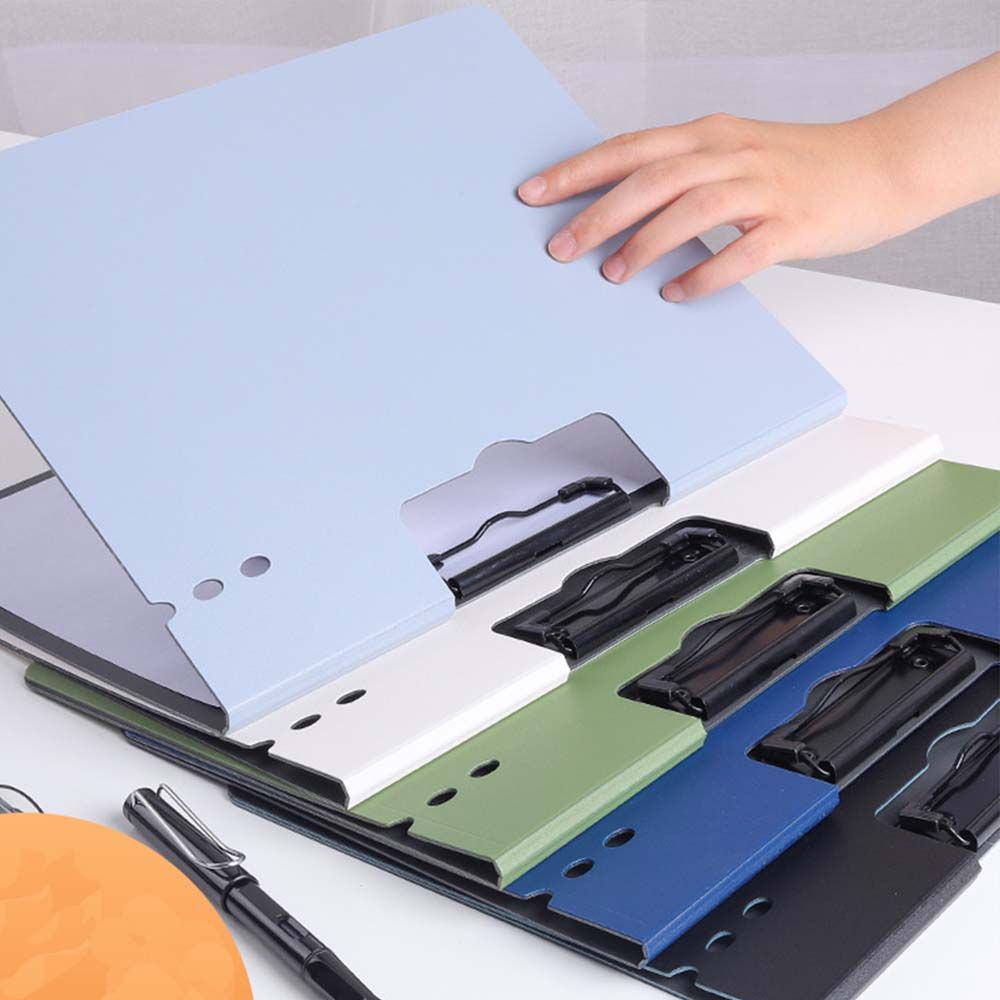 LANFY Portable A4 File Folder Multi-Function Writing Pad Clamp File Clipboard Office Waterproof Memo Clip Board Durable School Supplies Folding Test Paper Storage/Multicolor