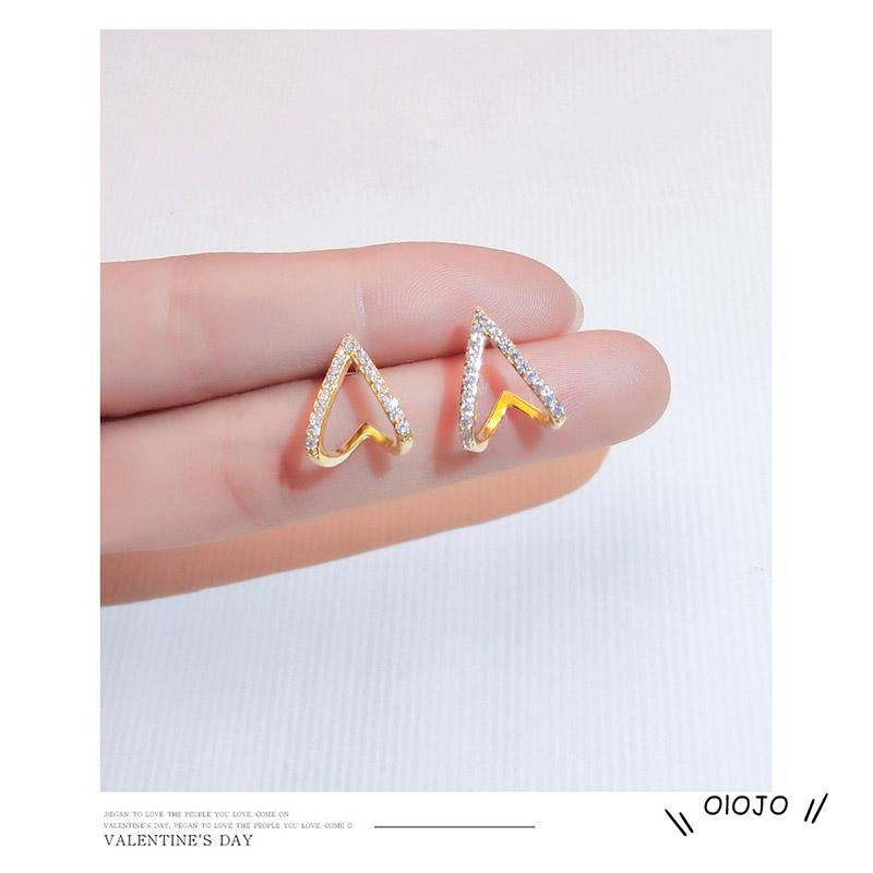 【COD】Anting Tusuk Bentuk V Hias Zircon Gaya Simple Berkilau Untuk Wanita