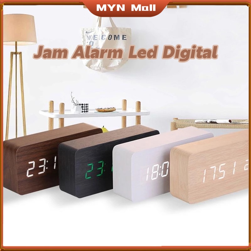 Jam kayu / Jam kayu elektronik / Jam Alarm Led Digital dengan Kontrol Suara / Jam Digital / Jam Led