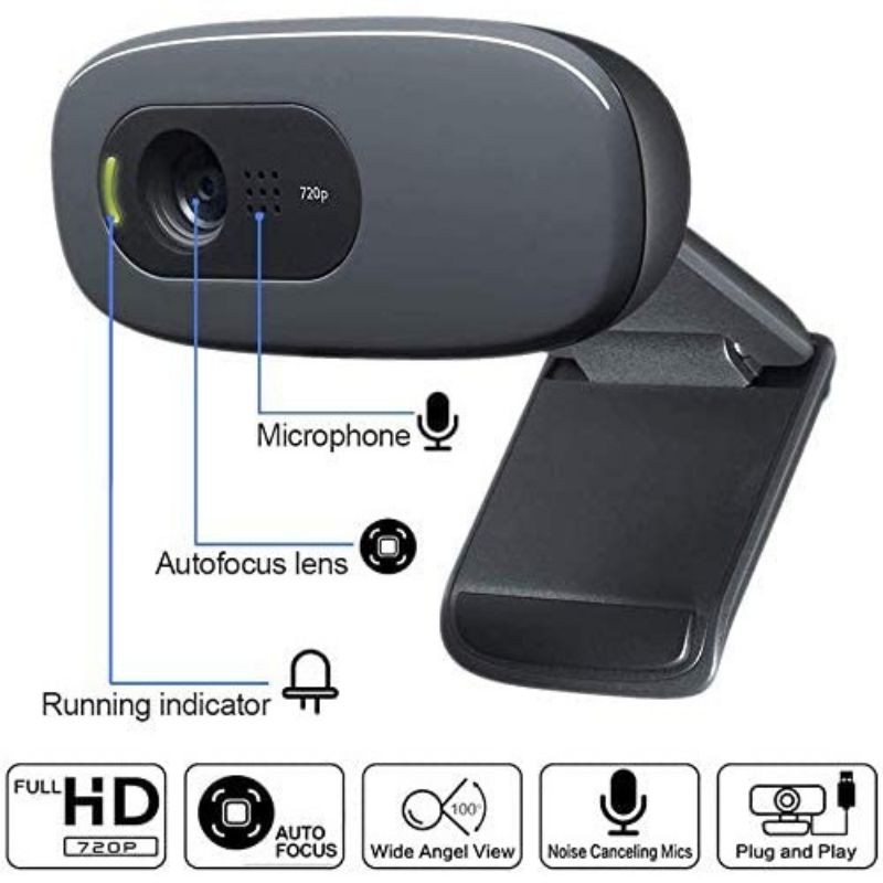 Logitech C270 Webcam HD 720P,  BRIO 300 Full HD 1080 dengan Shutter Privasi, Mikrofon Noise Reduction