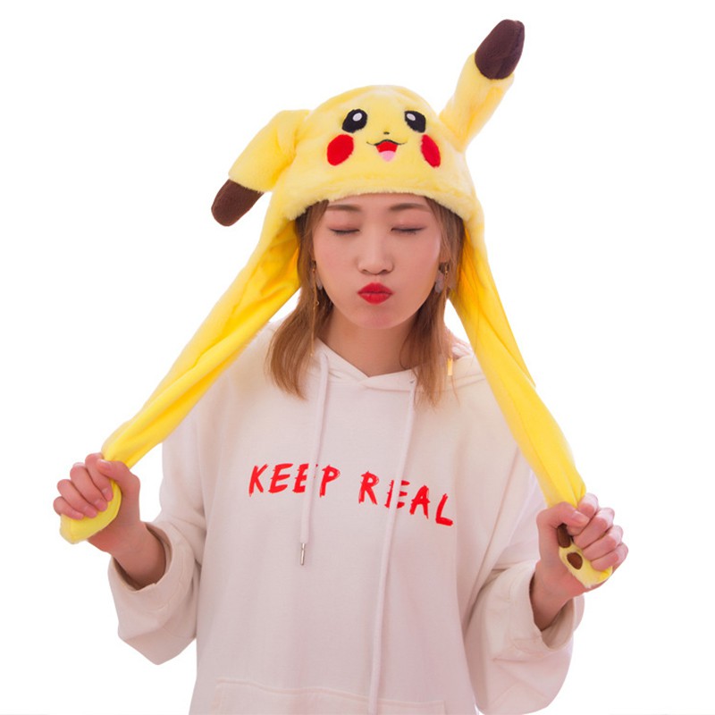 Topi Hoodie Model Plush Pikachu / Kartun Kelinci dengan