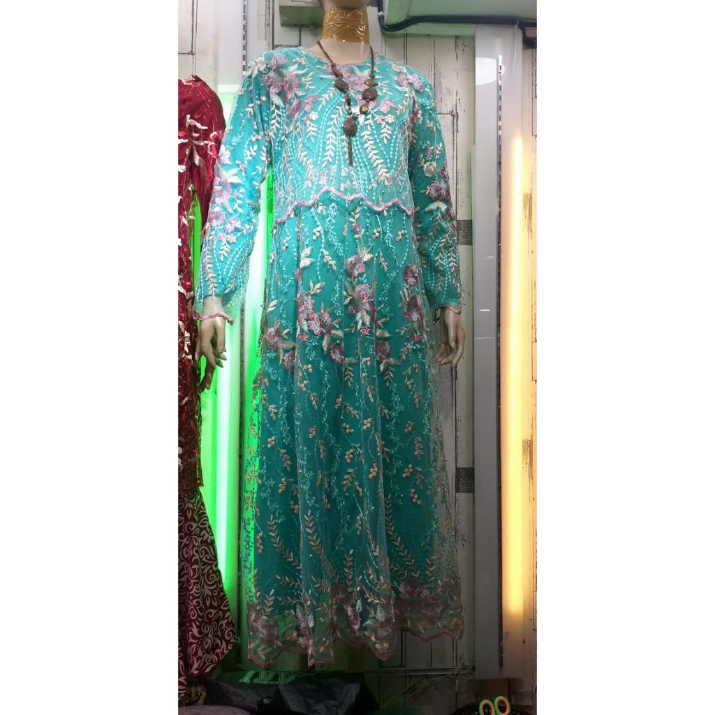 GAMIS TULLE MUTIARA BORDIR WARNA / GAMIS TULLE BORDIR GLITER