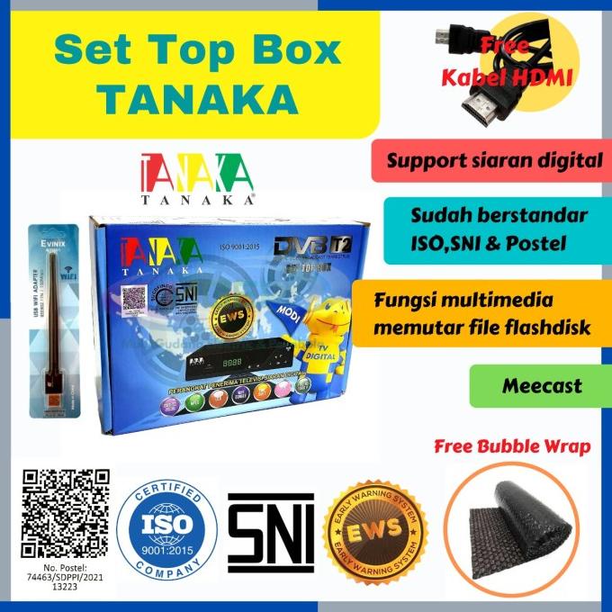 Set Top Box Tanaka DVB T2 support antena digital / uhf