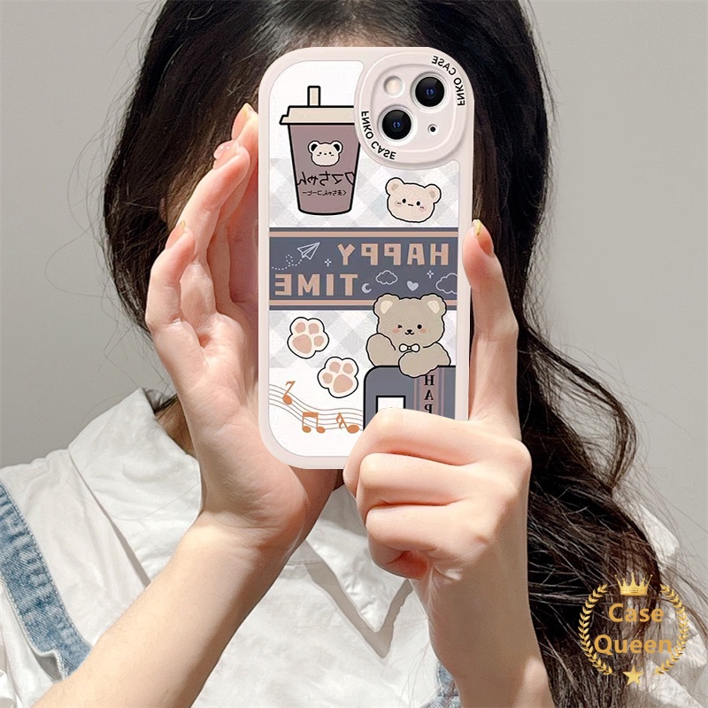 Case Beruang Teh Susu Kartun Vivo Y36 Y21S Y15s Y17 Y20 GY20i Y11 Y21 Y12i Y15 Y12 Y15A Y91C Y31 Y33S Y51A Y20S Y01 Y50 Y33T Y95 Y51 Y21A Y53s Y30 Y91 Y21T Y1S Lattice Soft Cover