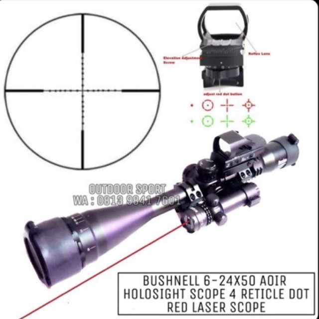 Telescope Bushnell 6-24x50 AOIR + Holosight RG Dot + Red Laser Scope