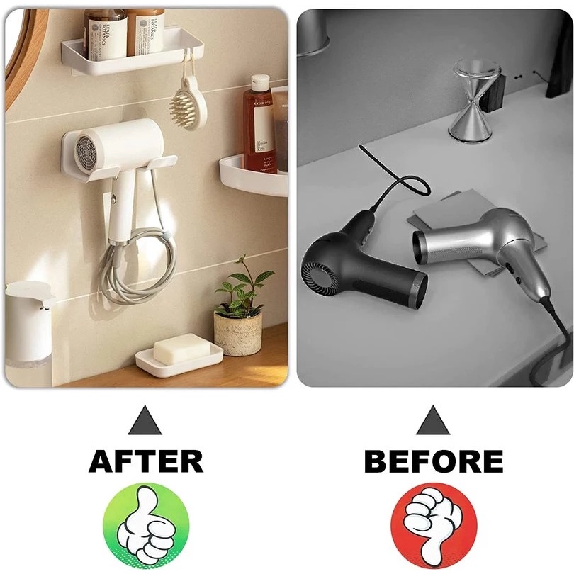 Stand Holder Hair Dryer Bahan Plastik Untuk Kamar Mandi