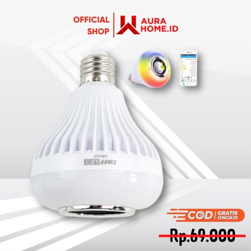 LED RGB E27 12W dengan Bluetooth Speaker / Bohlam Speaker Bluetooth Wireless Lampu Music LED Rgb Rem