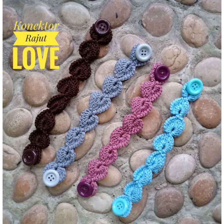 [READY] Konektor masker rajut/konektor rajut love/penghubung masker