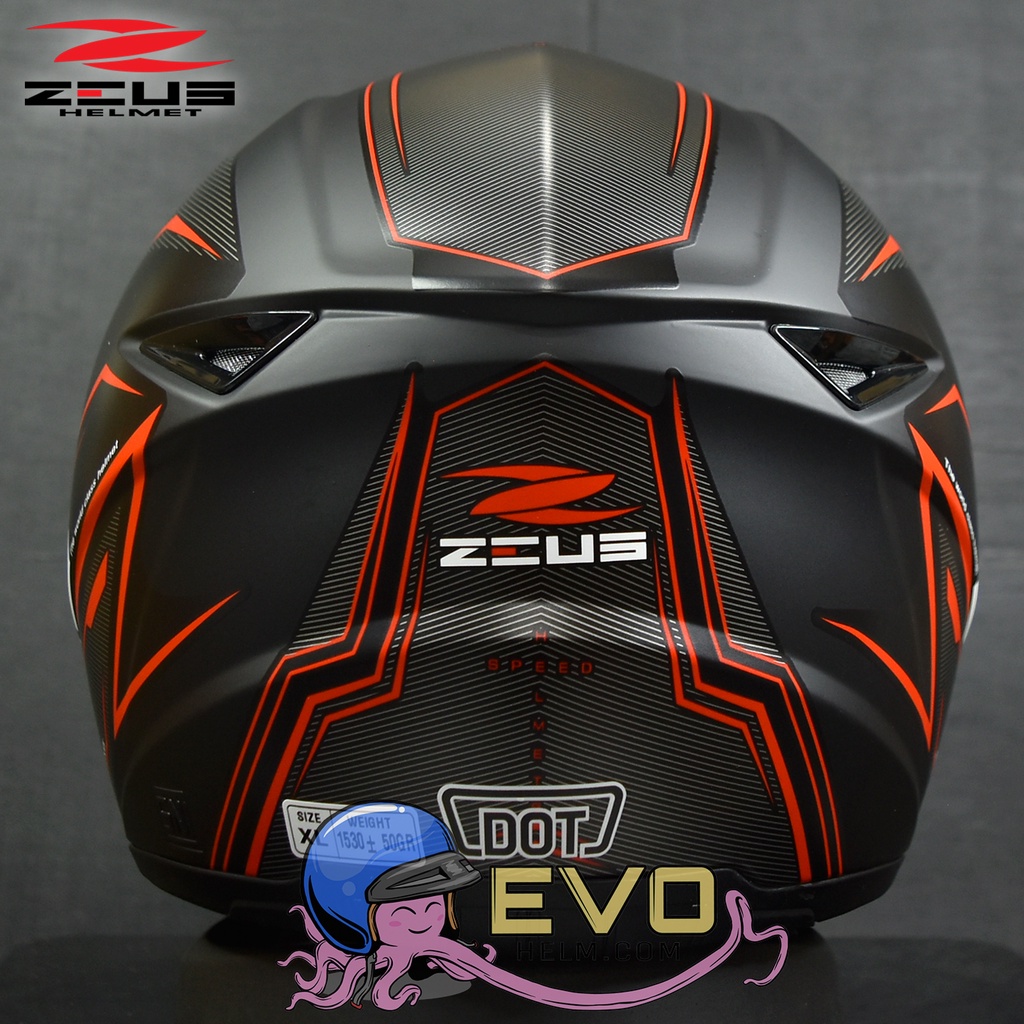 HELM ZEUS FULL FACE 811 AL12 BLACK ORIGINAL   ZS-811 GRAPHIK - MBLK/ AL12 BLACK RED - FREE SMOKE VISOR  ORIGINAL ( ONGKIR 2KG )