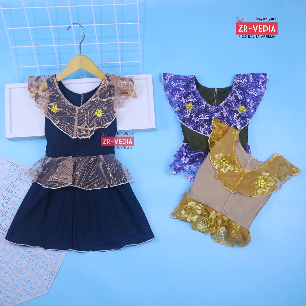 Dress Helen Bayi 3-12 Bulan  / Dres Baby Anak Perempuan Baju Pesta Brukat Yukensi Murah Harian Adem