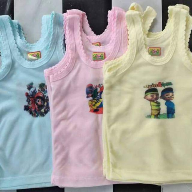 12 Pcs Kaos Dalam Anak Sablon/Singlet Anak Murah Bayi Balita  Sablon Karakter S M L XL 3L 4L 5L 6L