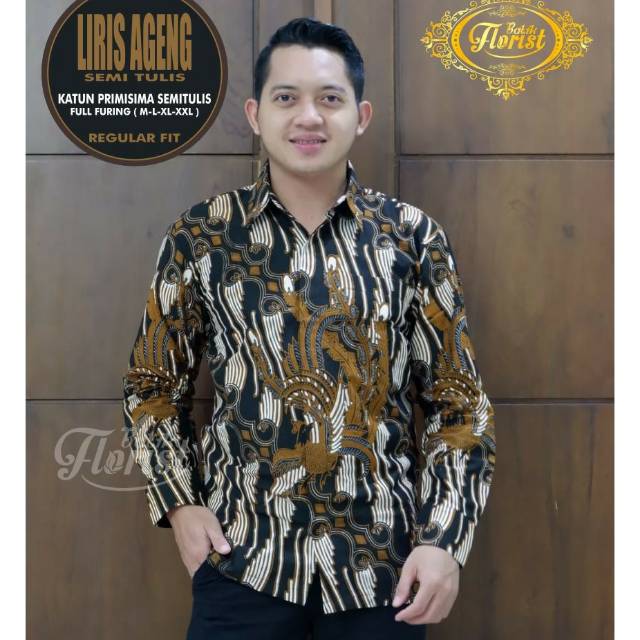 Kemeja Batik Pria Lengan Panjang LARIS AGENG Bahan Katun Adem Dipakai