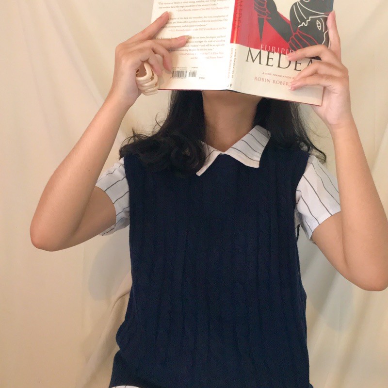 (MINI BRAID) Thrift Shop Vest Kepang Preloved Rompi Rajut Outer Knitwear