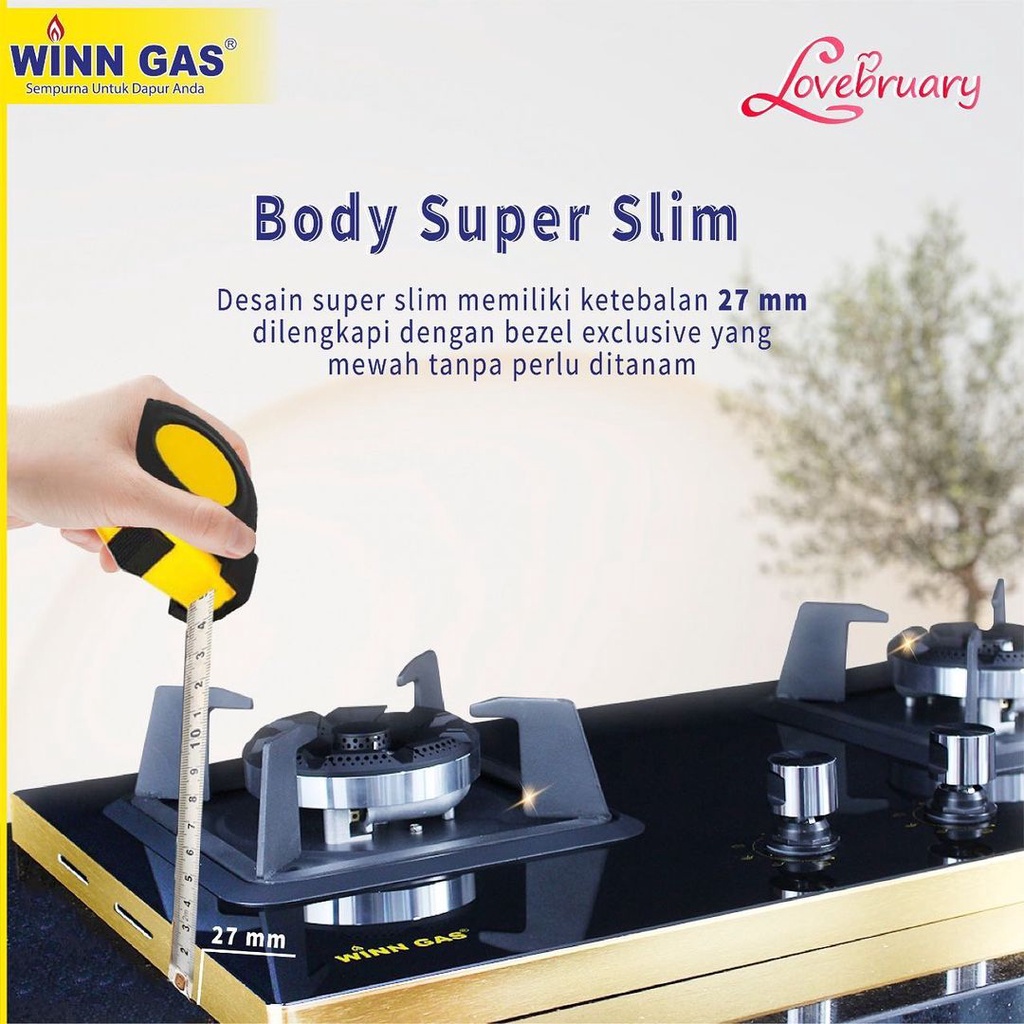 Winn Gas Kompor Super Slim Kompor 2 Tungku W 868 &amp; Paket Kompor selang Regulator W88/W900