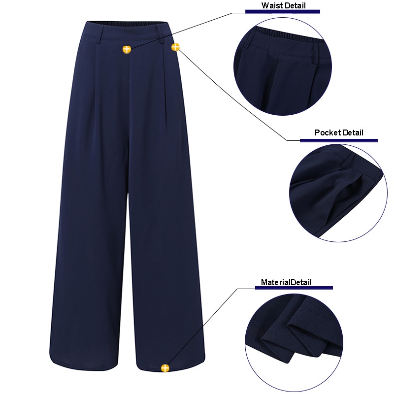 ZANZEA Women Fashion Solid Color Casual High Waist Wide Leg Long Pants