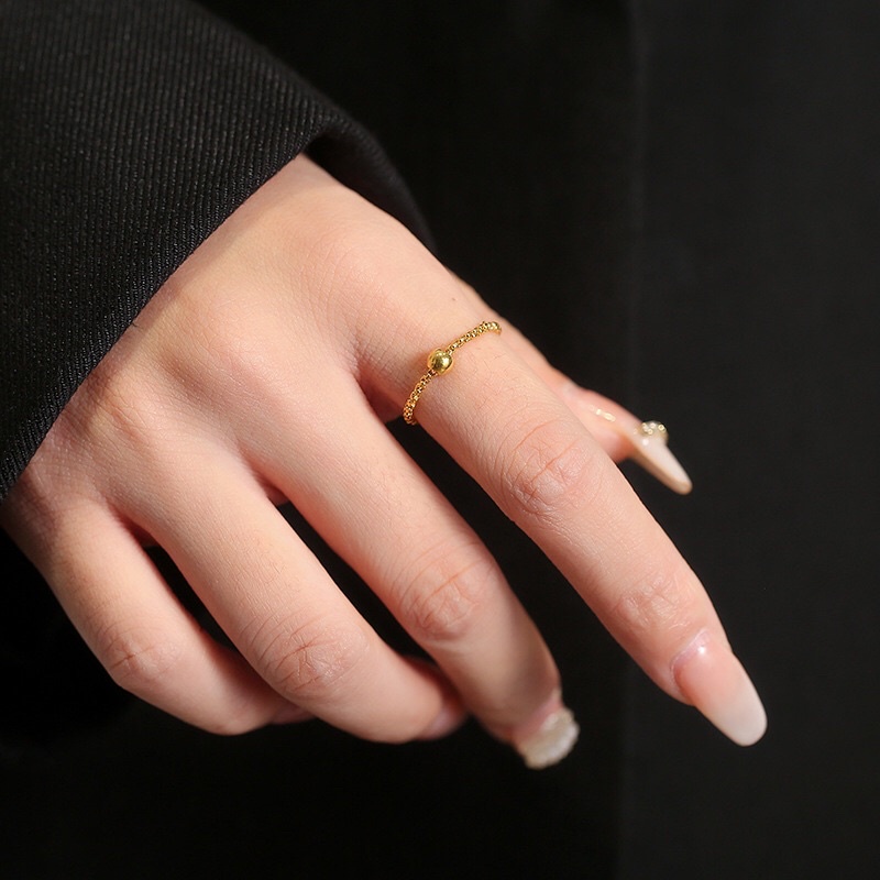 Cincin Titanium Gold Boba Simple Elegan Fashion Korea Style