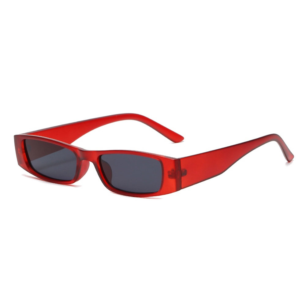 SUBEI Square Retro Sun Glasses Trending Small Frame Small Rectangle Sunglasses Women's Fashion UV400 Eyewear Vintage Narrow Sunglasses-Matte red