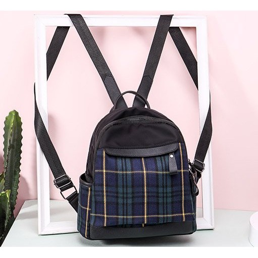 tas ransel hijau biru garis wanita warna hitam import high quality bag