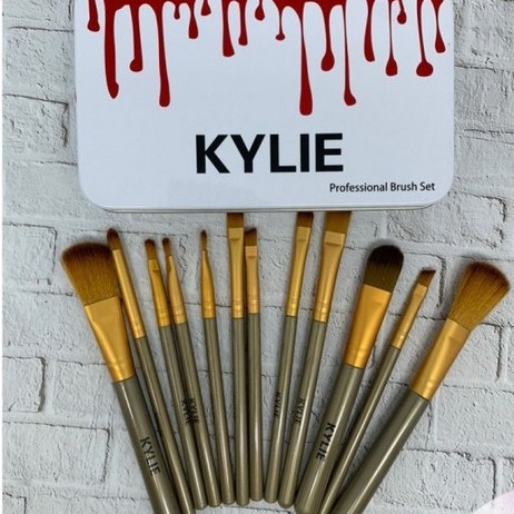 [COD] 12pcs Kylie USA Kuas Make Up Brush Set Lengkap + Kaleng l Bulu Lembut Tahan Lama Gagang Kokoh