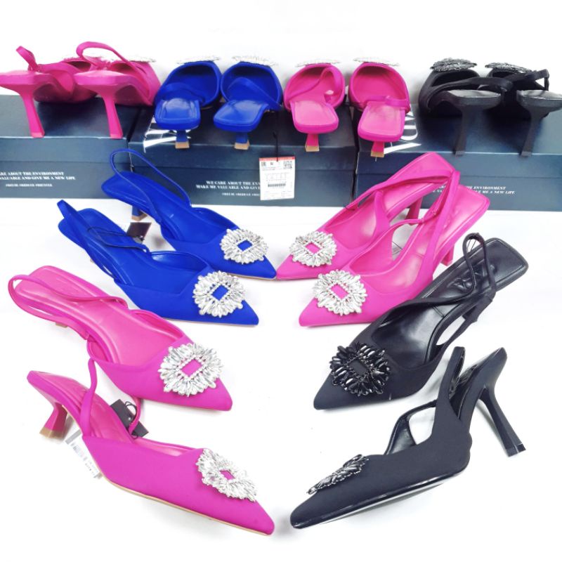 ZR Shimmery Slingback Kitten Heels 3cm &amp; 9cm