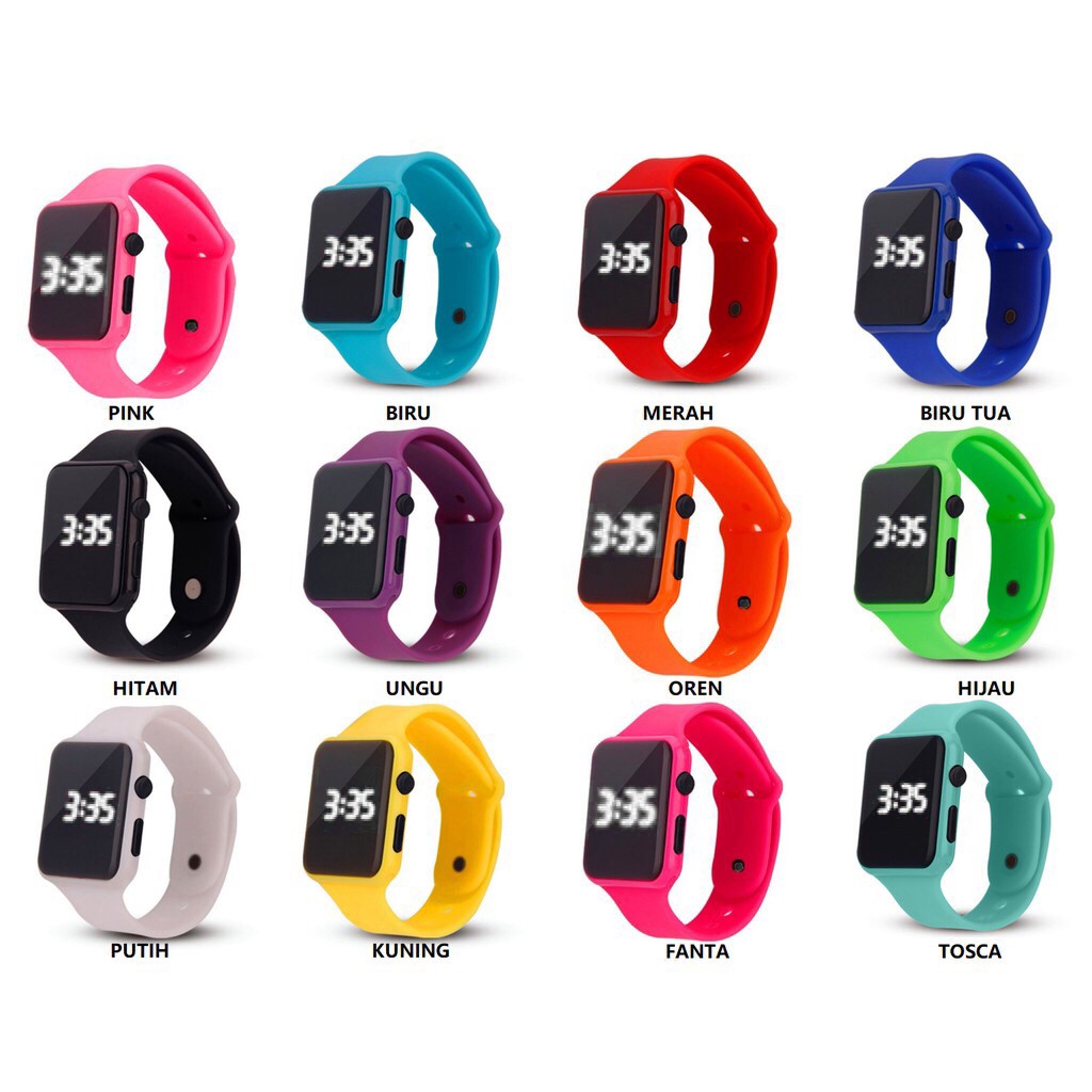 JAM TANGAN LED DIGITAL FASHION KISD&TEENAGER(REMAJA) DISPLAY WATCH ELEKTRONIK IMPORT LED WANITA PRIA-21-1 LED Putih