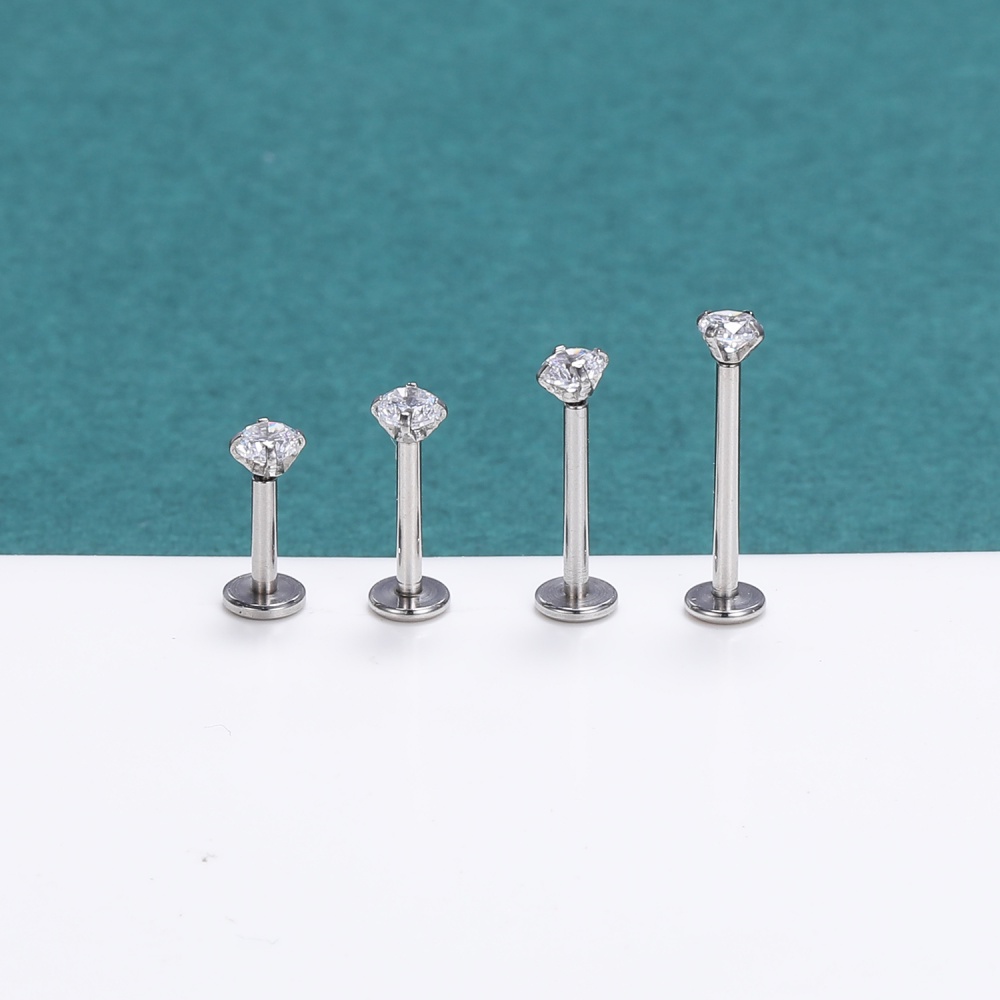 3pcs / Lot 16g 6 / 8 / 10 / 12mm Anting Tindik Bibir / Tulang Rawan Telinga Bahan Stainless Steel Hias Kristal 3 Warna