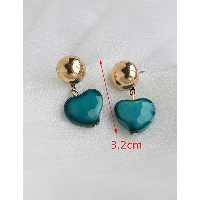 LRC Anting Tusuk Fashion Red Alloy Resin Love Earrings K70285