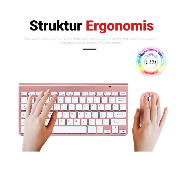 [ COD ] CIJI Paket Keyboard Wireless + Mouse Wireless Silent Desain Ultrathin Elegan-5