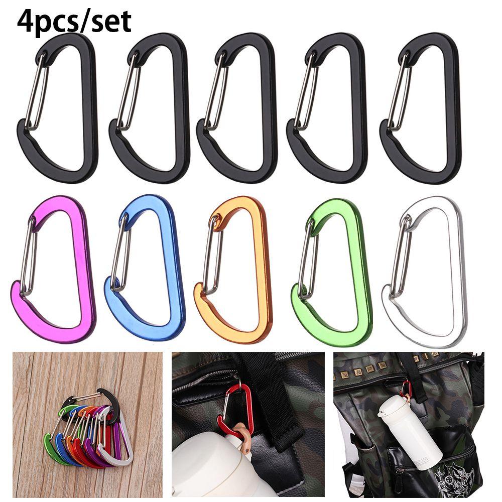 TOP 4pcs Gantungan Kunci Camping Outdoor Karabiner Aluminium Alloy Alat Pancing Carabiner