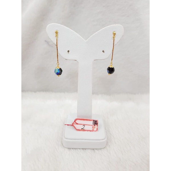 AT1769N544N giwang tusuk kuncir italy permata kristal hitam emas kuning asli berat 2 kadar 75% 17k