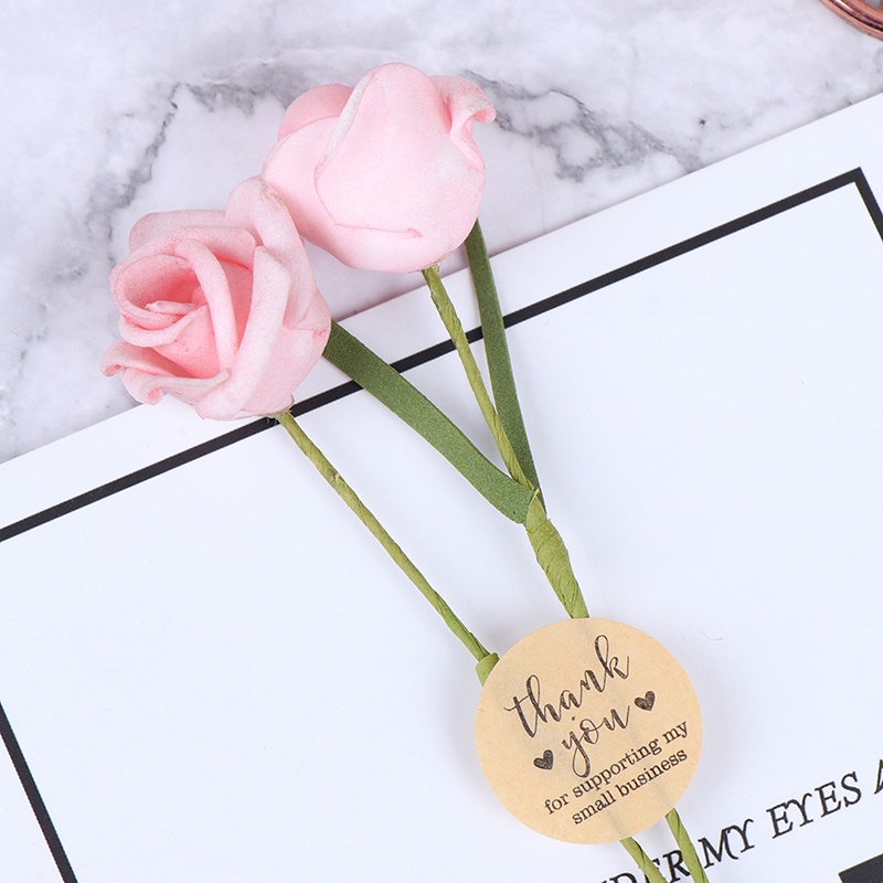 500pcs / Roll Stiker Kertas Bulat Tulisan Thank You Handmade Untuk Dekorasi