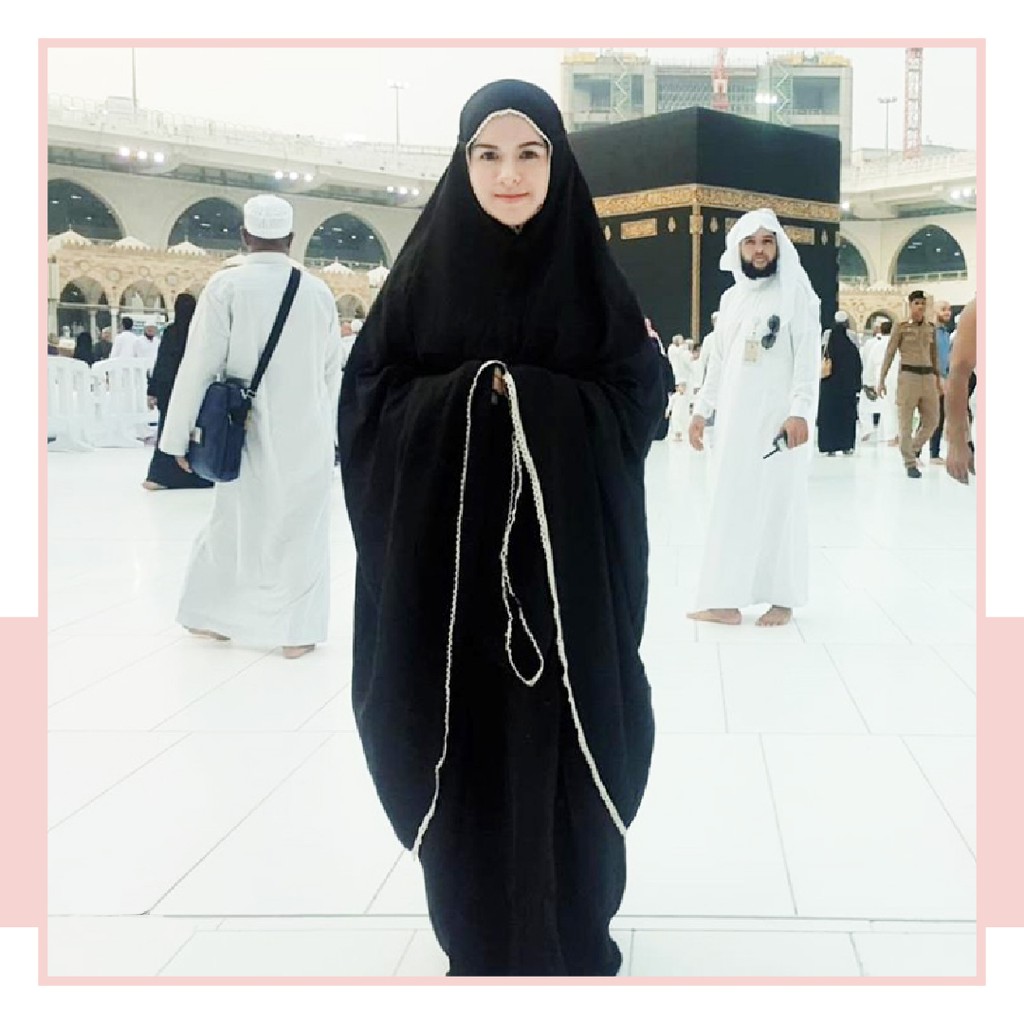 READY STOCK Mukena Tazbiya Plain Black / Mukena Polos Hitam / Mukena Polos Jumbo