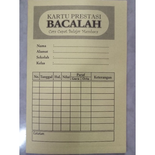

Kartu Prestasi Bacalah 50 Pcs Bahan BC Pindo