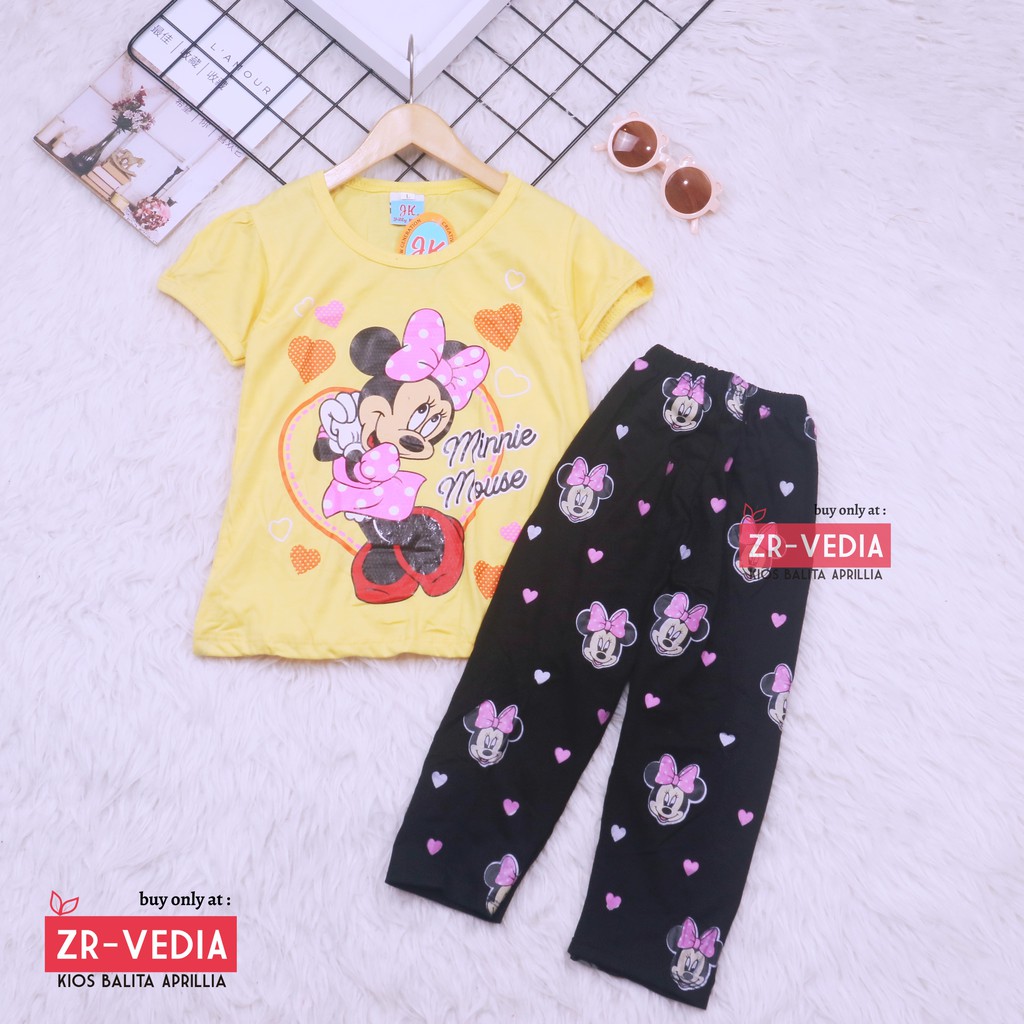 Setelan Mikkey &amp; DOLL uk 2-3 Tahun / Baju Anak Karakter Perempuan Celana Panjang Disney Import kiosbalitaaprilia