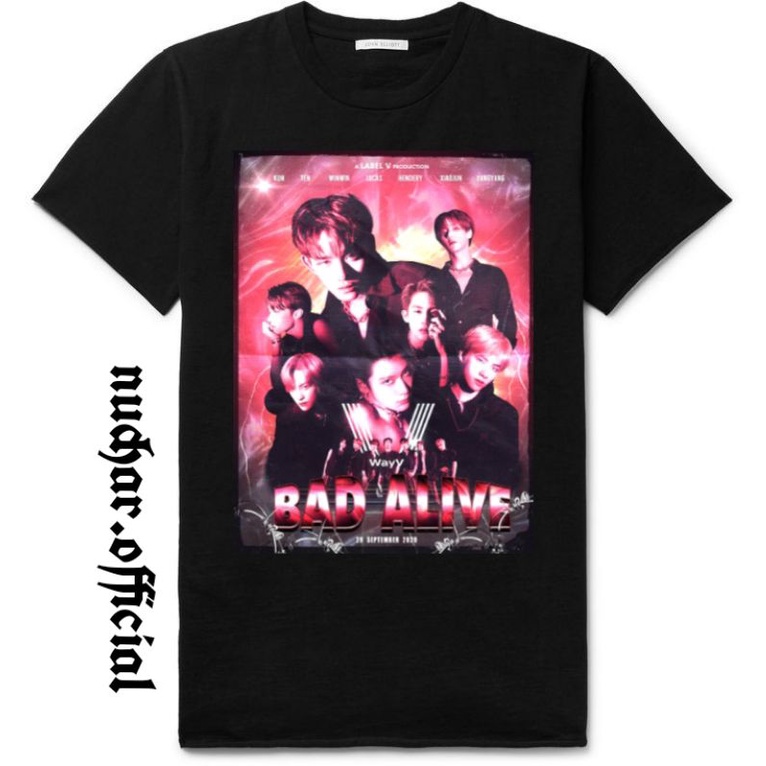 KAOS BAJU wayV BAD ALIVE- TSHIRT VINTAGE K-POP MUSIK TEE HITAM PRIA WANITA