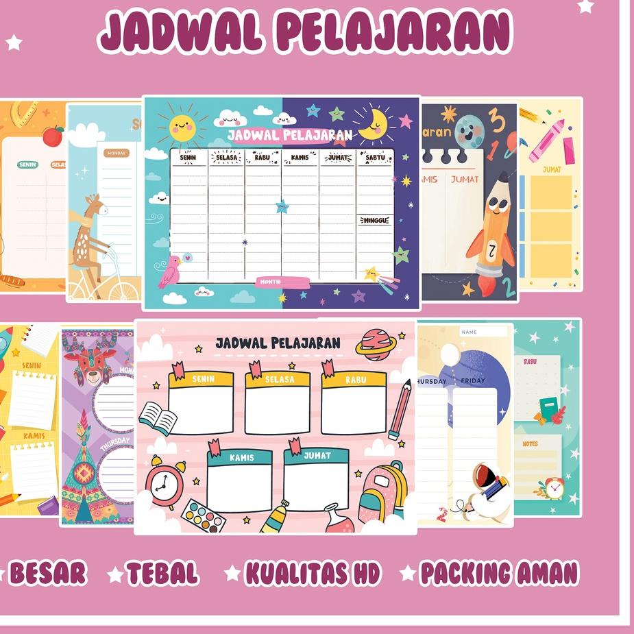 

Flash Sale Poster Jadwal Pelajaran / School Timetable / Untuk Anak Berkualitas Desain Menarik / A4 A3 | Ready Stok | Termurah | Grosir
