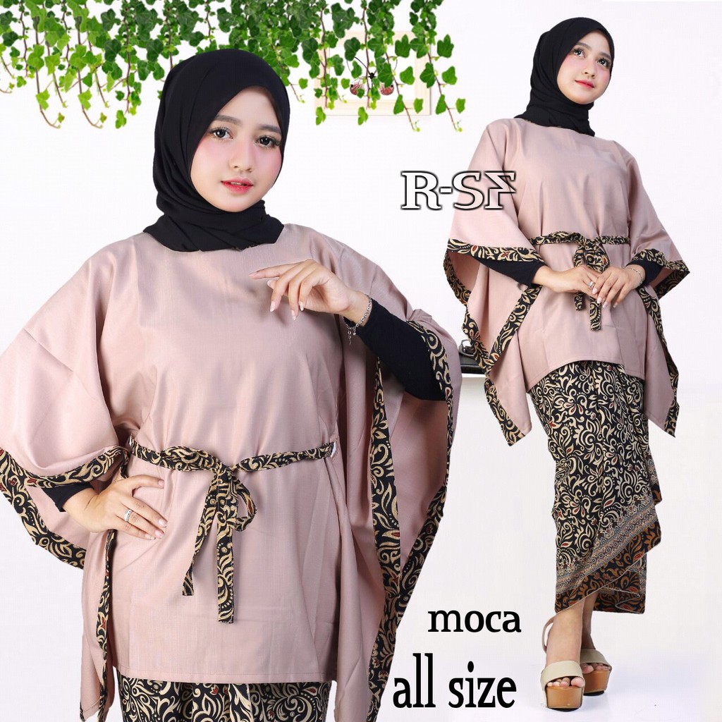 Set kebaya BATLIST/kebaya batwing tapi/rok lilit/kebaya wisuda/peach/grey/navy/maron/gold-6