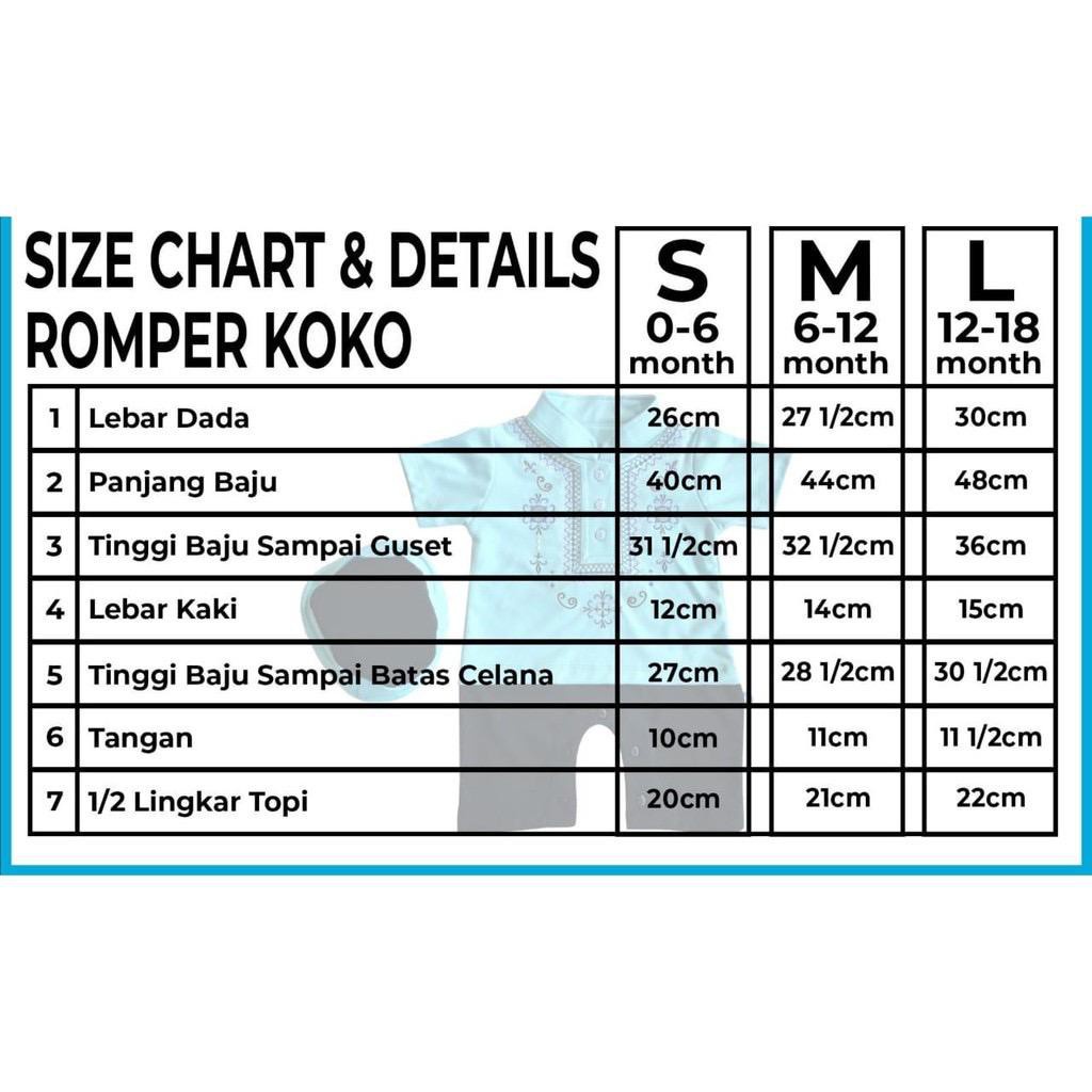 NEW! Romper Koko Bayi Peci PREMIUM / Pakaian Muslim Baju Koko Bayi SNI