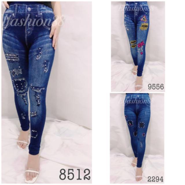 Elfashion Premium Legging Jeans Tebal Mutiara