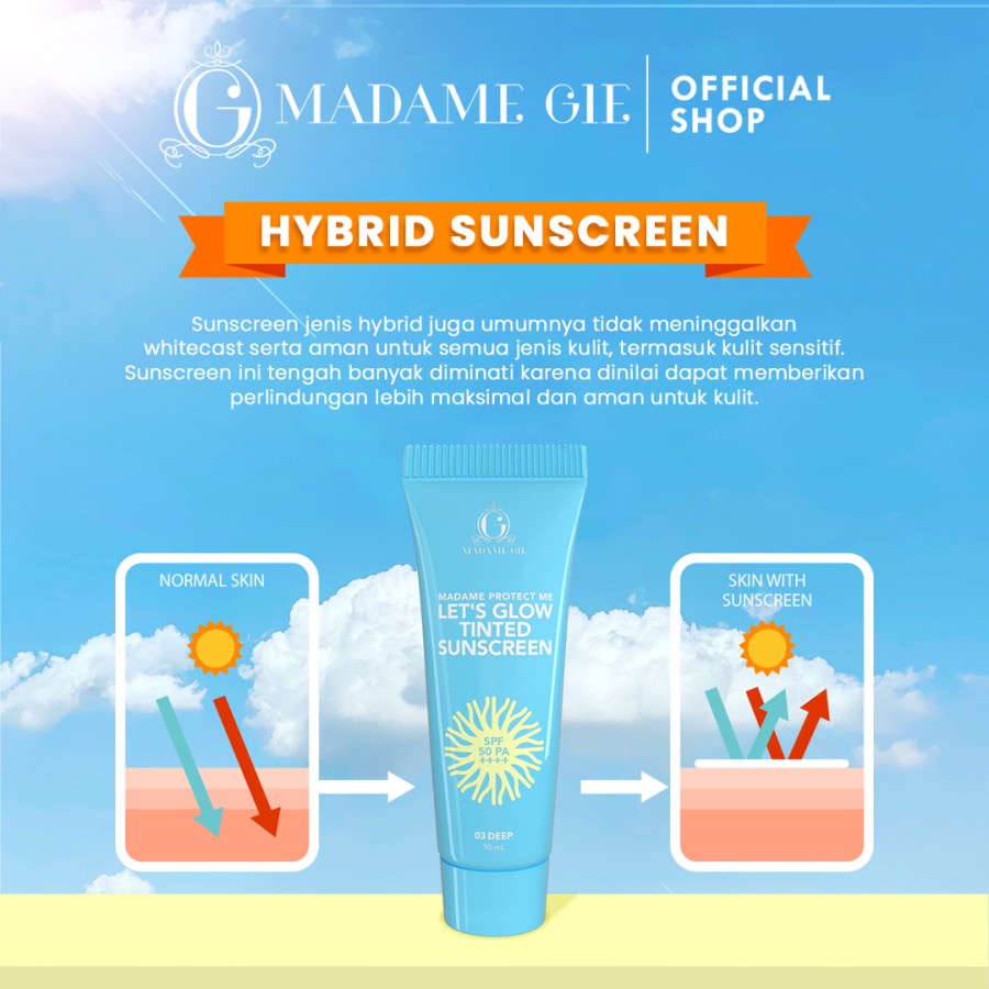 Bisa COD - Madame Gie Protect Me Let's Glow Tinted Sunscreen SPF 50 PA ++++