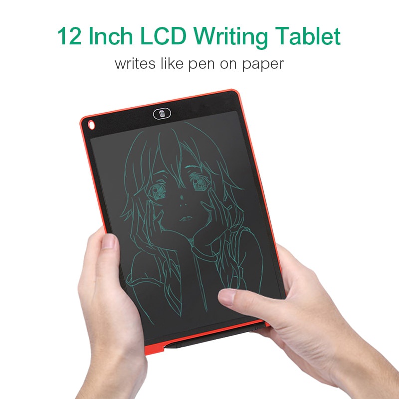 Papan Gambar Digital Tablet 12 Inch Monochrome LCD Drawing Graphics - Black
