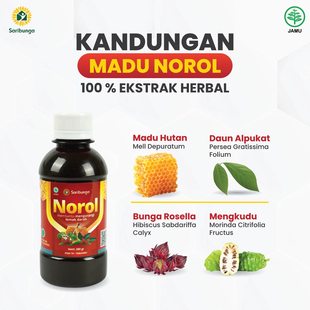 Madu Norol Original - Obat Herbal Mengatasi Keluhan Kolesterol tinggi Terapi Trigliserida