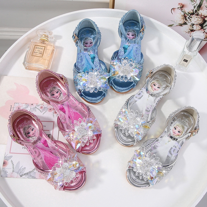  Sepatu  Flat Motif  Princess Frozen  Aksen Crystal Multiwarna 