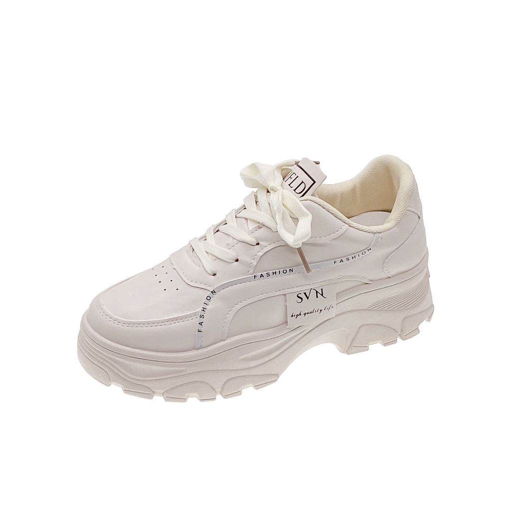 SEVEN_DAY SEPATU SNEAKERS WANITA KOREA IMPORT SPORT SHOES KREM H-182-krem