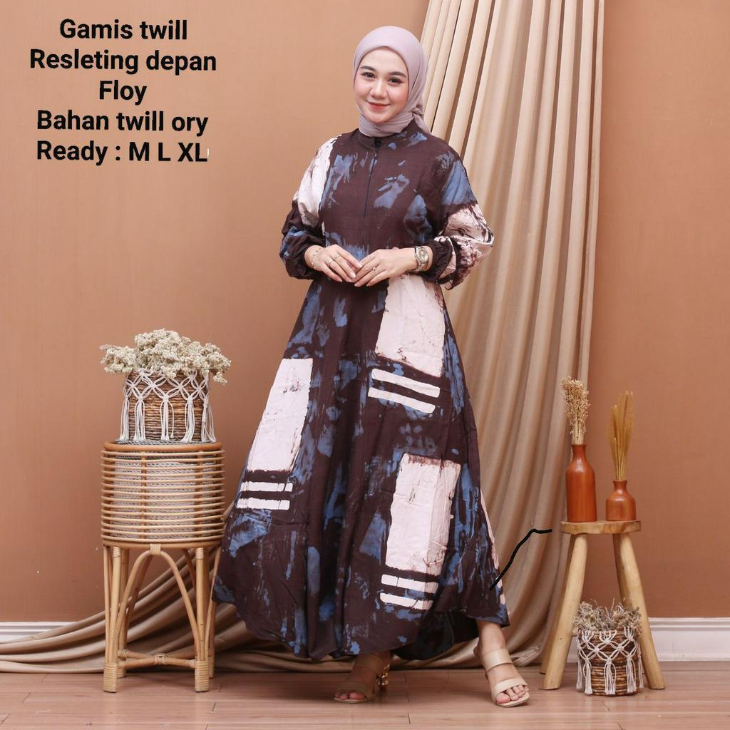 GAMIS BAHAN TWILL ORY SIZE S/M/L/XL RESLETING DEPAN PANJANG BAWAH 134 CM BERKUALITAS