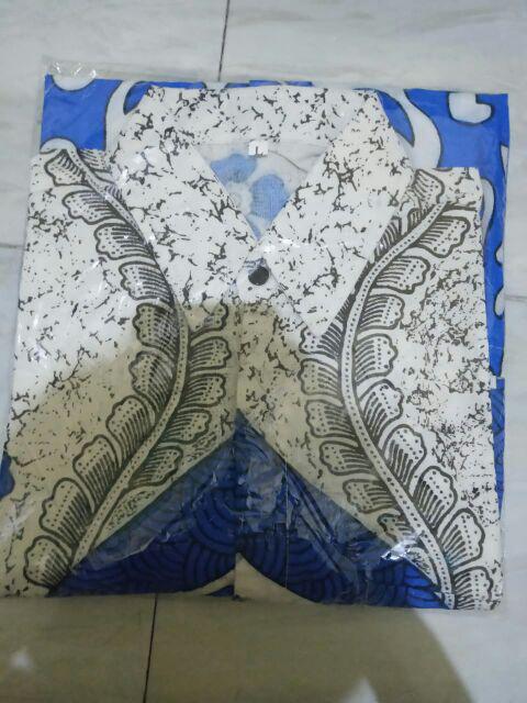 Kemeja Batik Pria Lengan Pendek Hem Atasan Batik Motif Perisai Seragam Murah Pekalongan M L Xl