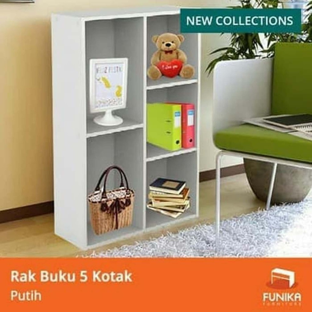  Rak Buku mini  Funika 5 Kotak Funika 13226 WH Putih 