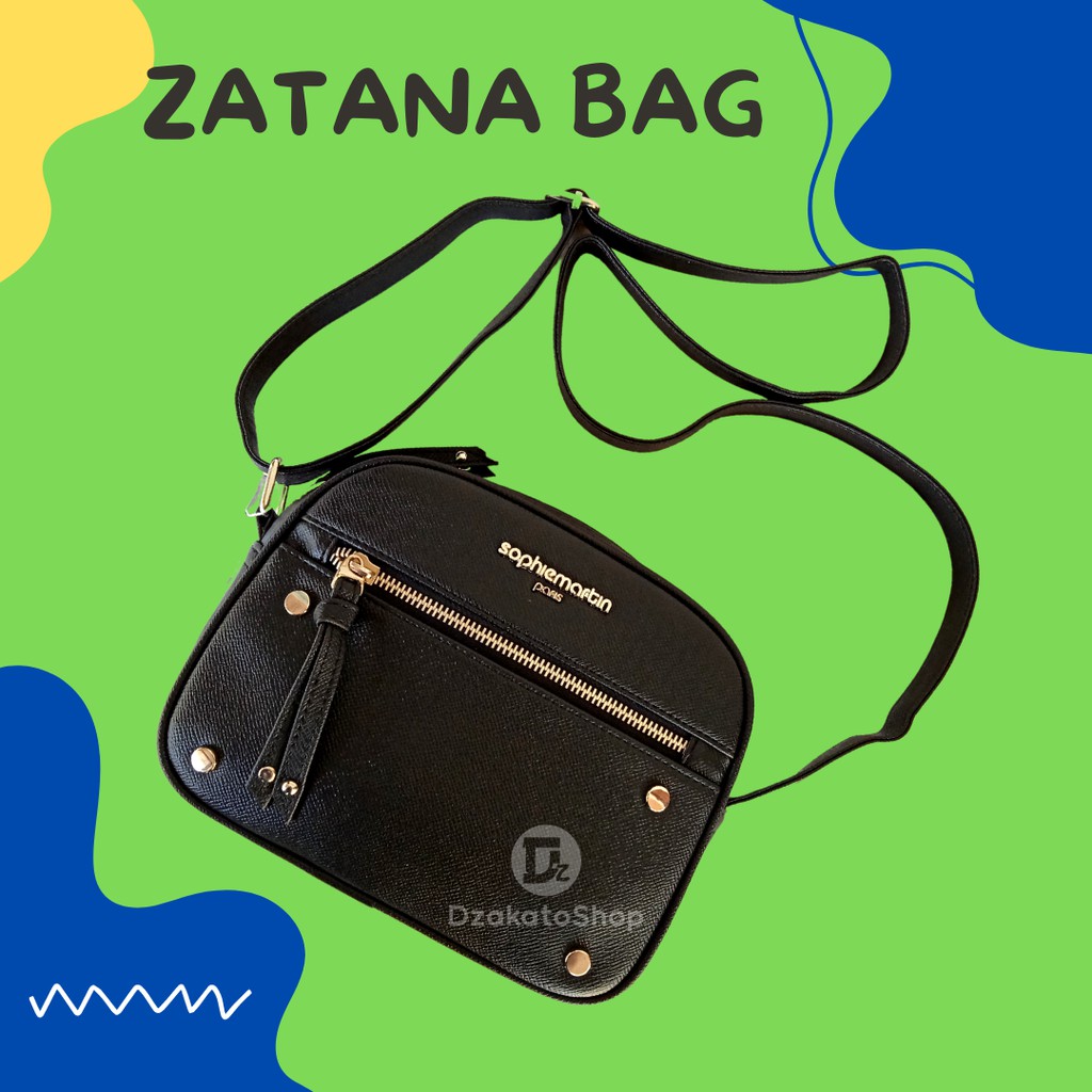 Tas Selempang Wanita Casual Zatana Black Sophie Martin Paris Eksclusive Premium Original Sling Bag P