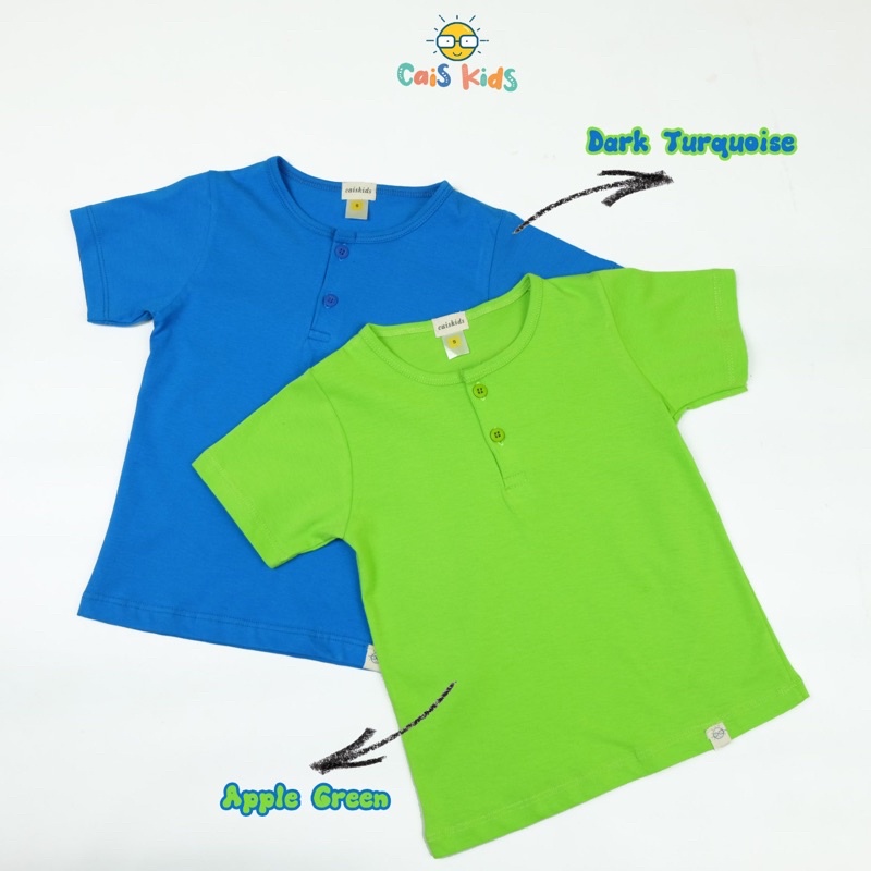 CaisKids Kaos anak henley button tee polos bayi untuk perempuan laki-laki baju bahan kaos katun combed